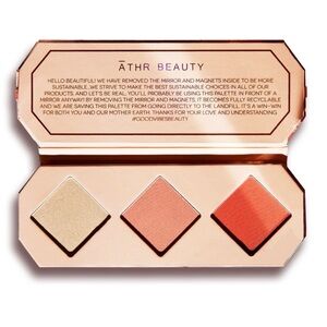 NEW! ĀTHR BEAUTY Crystal Charged Cheek Palette in Amber (a peach & gold trio)